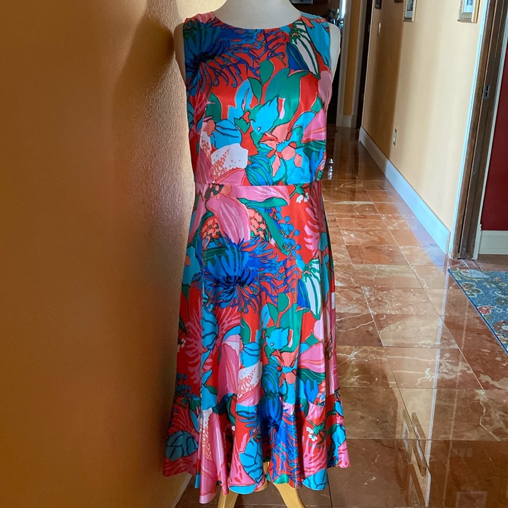 Talbots RSVP silky floral occasion dress sz 6